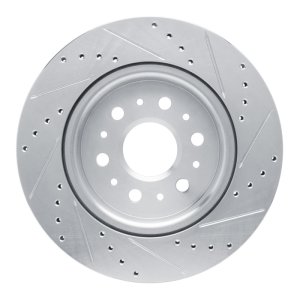 Buick Enclave Brake Rotor (1) - Rear Left - R1 Concepts - Drilled & Slotted - Silver - `17-`25